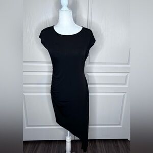 BCBGeneration Asymmetrical Ruched Midi Black Sleeveless Dress Whimsigoth SZ M